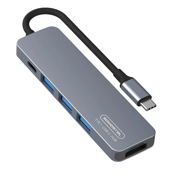 Hub Somostel 5 en 1 tipo C HDMI/2XUSB2.0/1XUSB3.0/TYPE-C PD